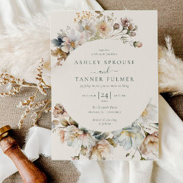 Convites Casamento Botânico Floral Elegante Vintage