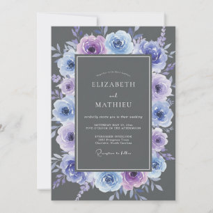 Convites Casamento Botânico Floral Lavanda Azul