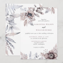 Casamento Botânico Floral Mauve Aquarela Rústica