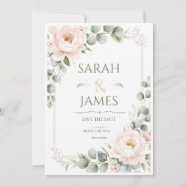 Convites Casamento Botânico Floral Pastel Elegante Minimali