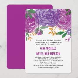 Convites Casamento Botânico Floral Púrpura