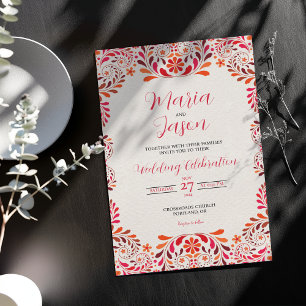 Convites Casamento Botânico Floral Romântico Rosa Vermelho 