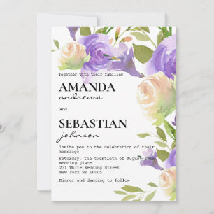 Convites Casamento botânico floral rosa lavanda verde menta
