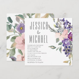 Convites Casamento Botânico Floral Roxo Rosa