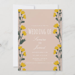 Convites Casamento Botânico Floral Selvagem Desenhado à Mão