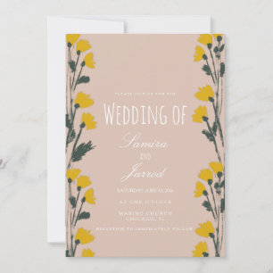 Convites Casamento Botânico Floral Selvagem Desenhado à Mão