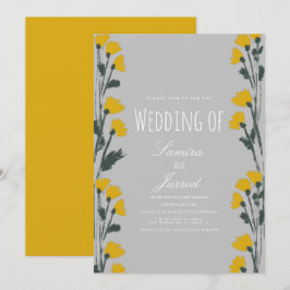 Convites Casamento Botânico Floral Selvagem Desenhado à Mão