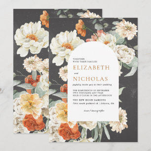 Convites Casamento Botânico Floral Verde Escuro Boho