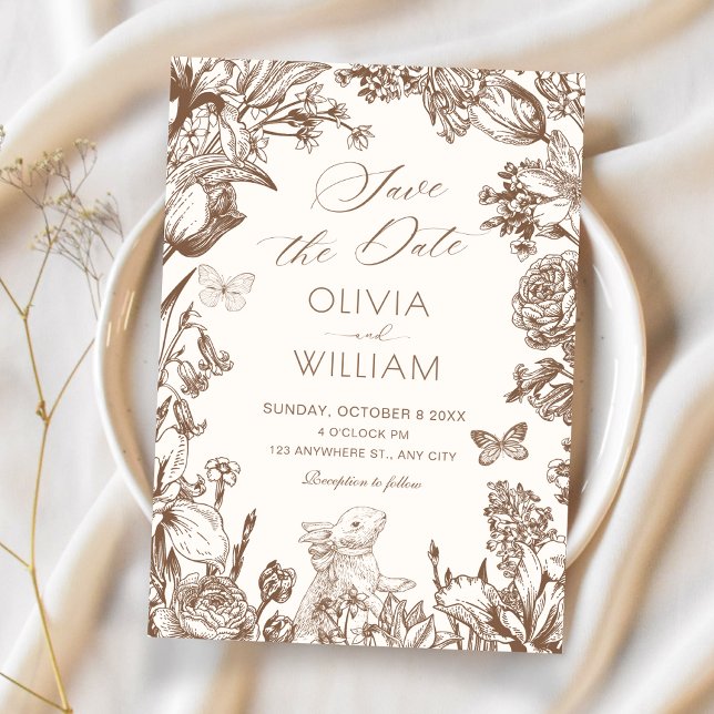 Convites Casamento botânico floral vintage (Criador carregado)