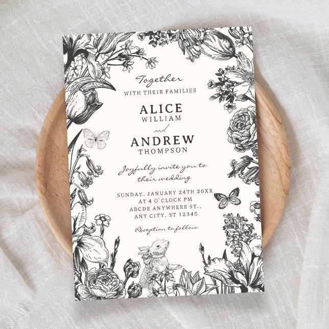 Convites Casamento botânico floral vintage (Criador carregado)