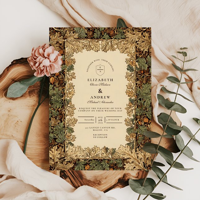 Convites Casamento Botânico Florestal Elegante (Criador carregado)