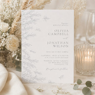 Convites Casamento Botânico Folhas Minimalistas Cinza Moder