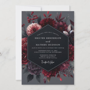 Convites Casamento Botânico Garnet Noir