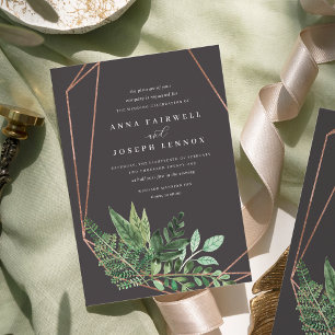 Convites Casamento Botânico Geométrico por Aquarela com Est