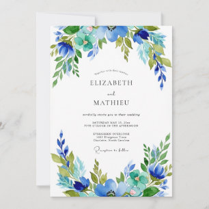 Convites Casamento Botânico Harmonioso Azul Turquesa