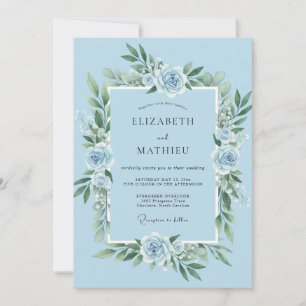Convites Casamento Botânico Lírico Azul Céu