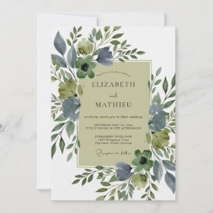 Convites Casamento Botânico Luxuoso em Verde Salvia