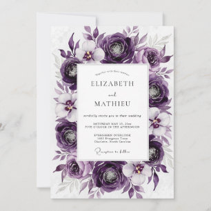 Convites Casamento Botânico Luxuoso Roxo