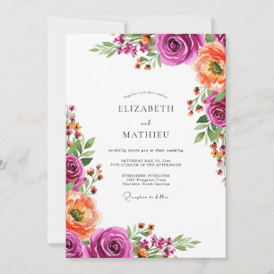 Convites Casamento Botânico Magenta Bloom