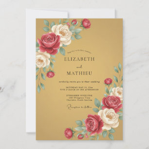 Convites Casamento Botânico Majestoso Dourado