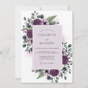 Convites Casamento Botânico Majestoso Roxo