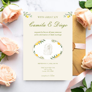 Convites Casamento Botânico Mediterrâneo de Citrus e Olive