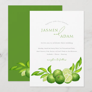Convites Casamento Botânico Mediterrâneo de Lime Elegante