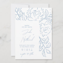 Casamento Botânico Minimalista Azul Empoeirado