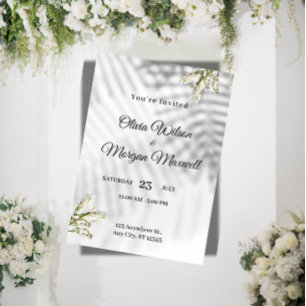 Convites Casamento Botânico Minimalista Elegante