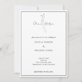 Convites Casamento Botânico Minimalista Elegante Branco