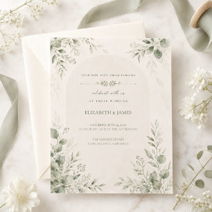 Convites Casamento Botânico Minimalista em Verde Sage
