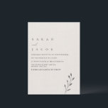 Convites Casamento Botânico Minimalista Simples Elegante<br><div class="desc">Este convite simples e elegante é perfeito para um casamento moderno para o casal que ama um design minimalista.</div>