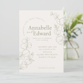 Convites Casamento Botânico Minimalista Verde Oleícola
