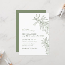 Convites Casamento Botânico Minimalista Verde Sage