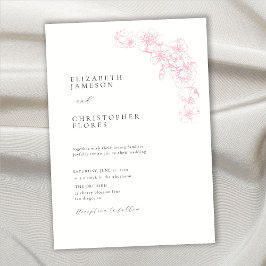 Convites Casamento Botânico Mínimo do Flor de Cereja Rosa