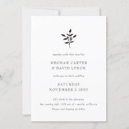 Convites Casamento Botânico Mínimo Elegante Moderno Simples