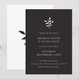 Convites Casamento Botânico Mínimo Elegante Moderno Simples