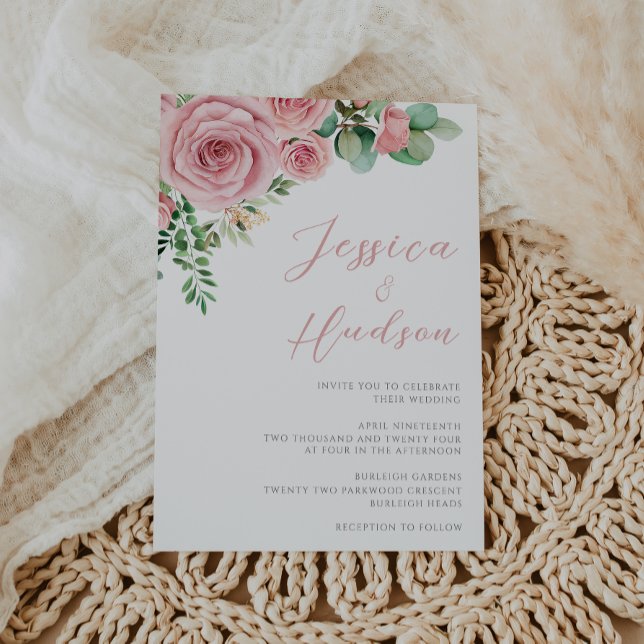 Convites Casamento Botânico Modern Blush Elegance (Criador carregado)