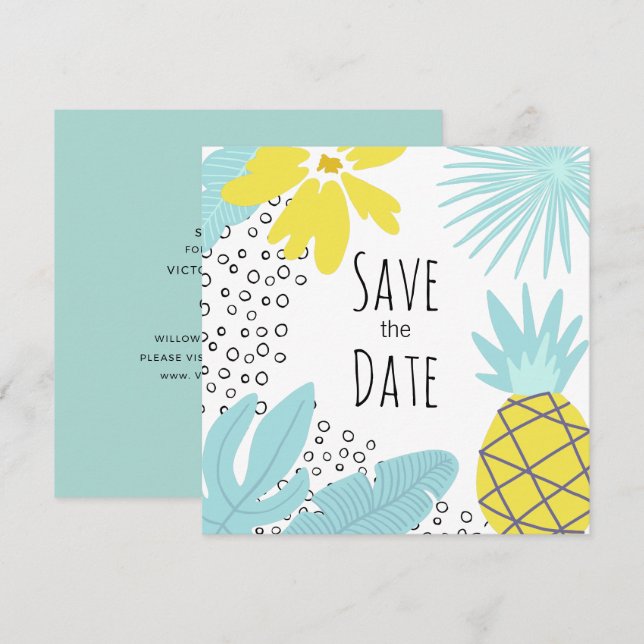 Convites Casamento botânico moderno de verão Save the Date (Frente/Verso)