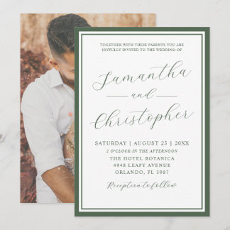 Convites Casamento Botânico & Moderno em Verde Sage com Cal