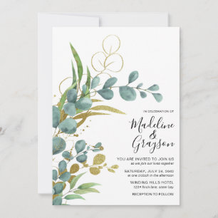 Convites Casamento Botânico Moderno Eucalyptus Greenery