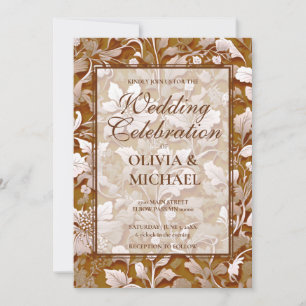 Convites Casamento botânico moderno - Terra cotta Burnt Ora