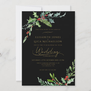 Convites Casamento Botânico Monograma Moody Dark Winter Ber