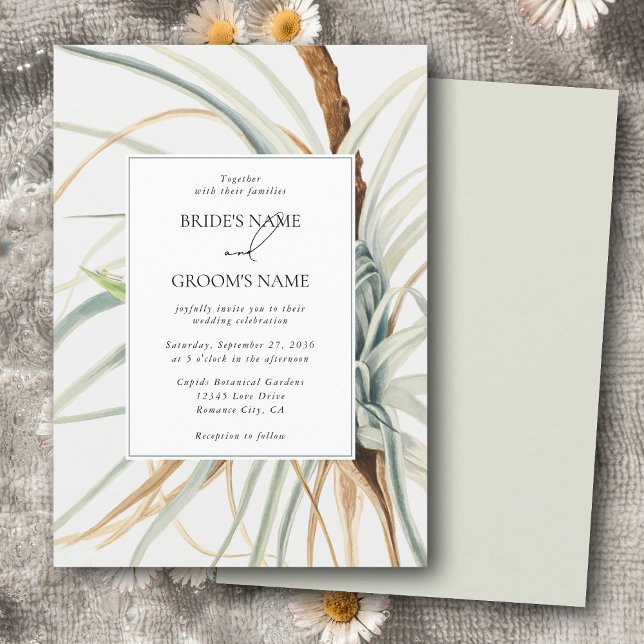 Convites Casamento Botânico Neutral Bócio Russo com Aquarel (Watercolor Rustic Neutral Boho Botanical Wedding Invitation)