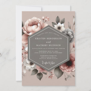 Convites Casamento Botânico Painterly Rosa Malva