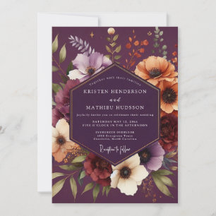 Convites Casamento Botânico Plum Moody