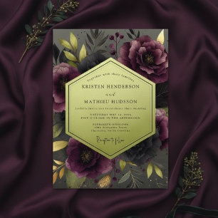 Convites Casamento Botânico Plum Moody