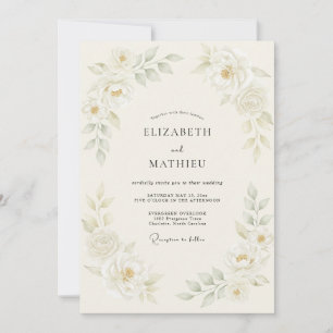 Convites Casamento Botânico Poético Creme