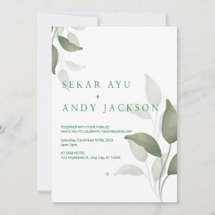 Convites casamento botânico por aquarela