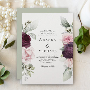 Convites Casamento Botânico por Aquarela Romântica Rosa